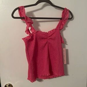 Cropped Pink ruffle blouse